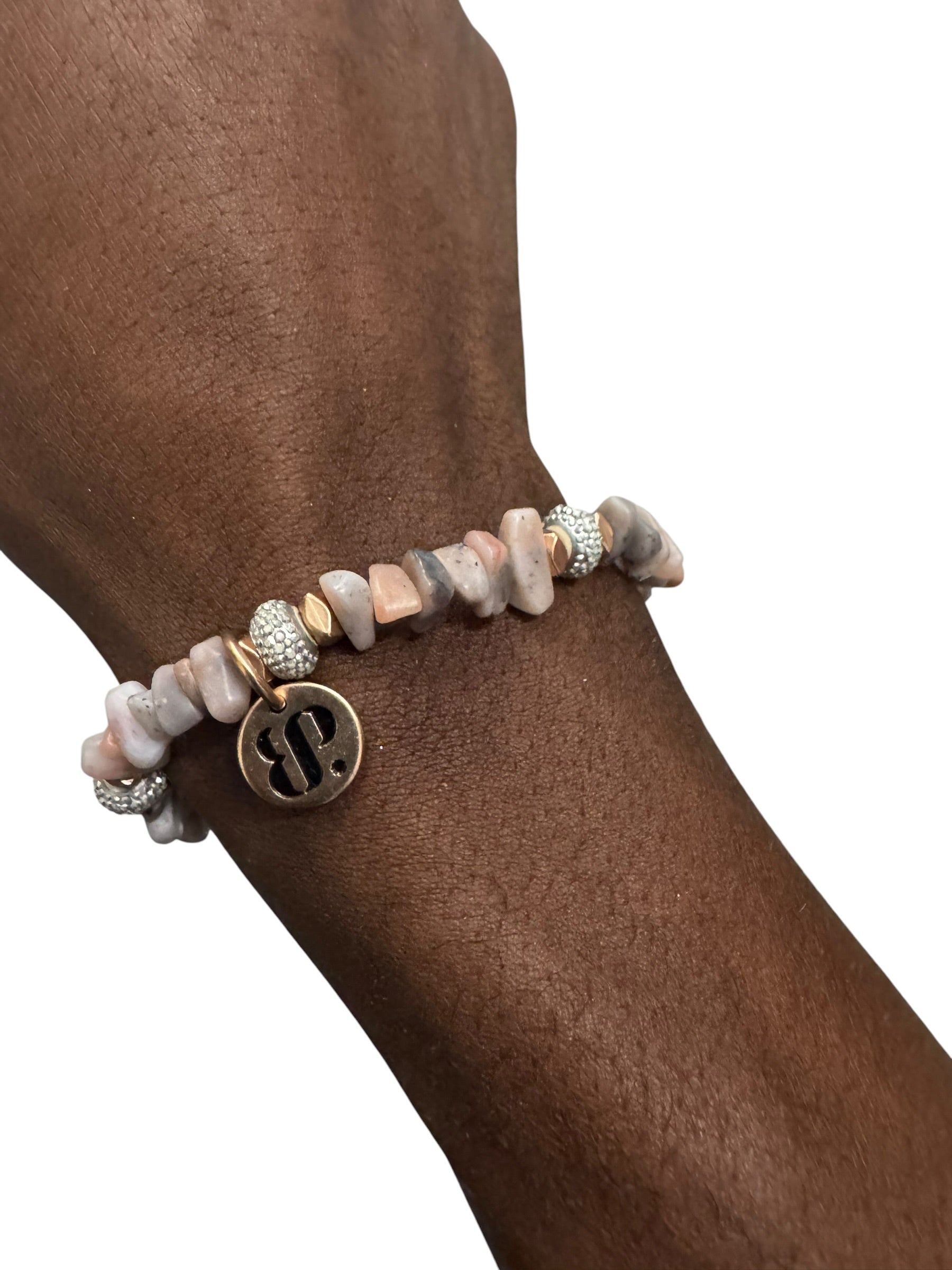 Pink and beige stone bracelet