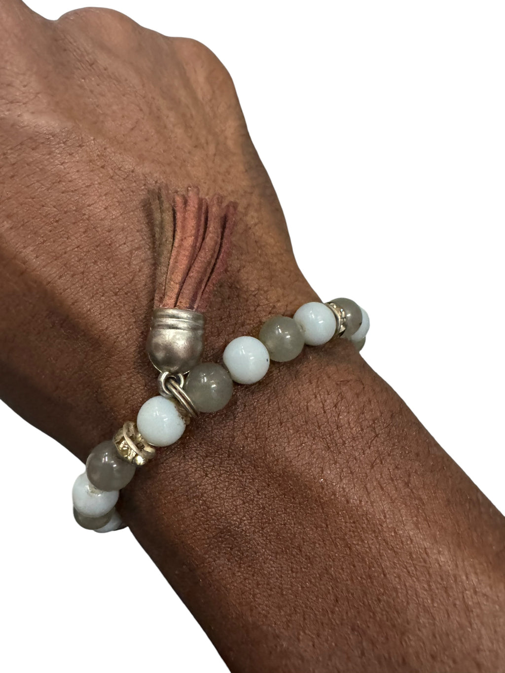 Two-tone grey fringe bracelet