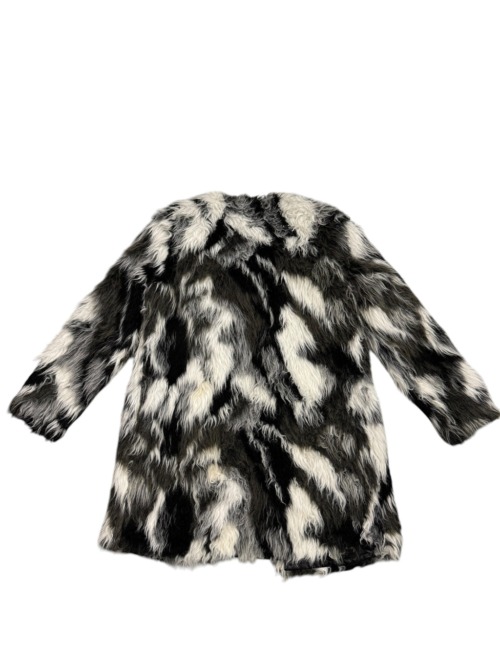 White, black, green fur coat