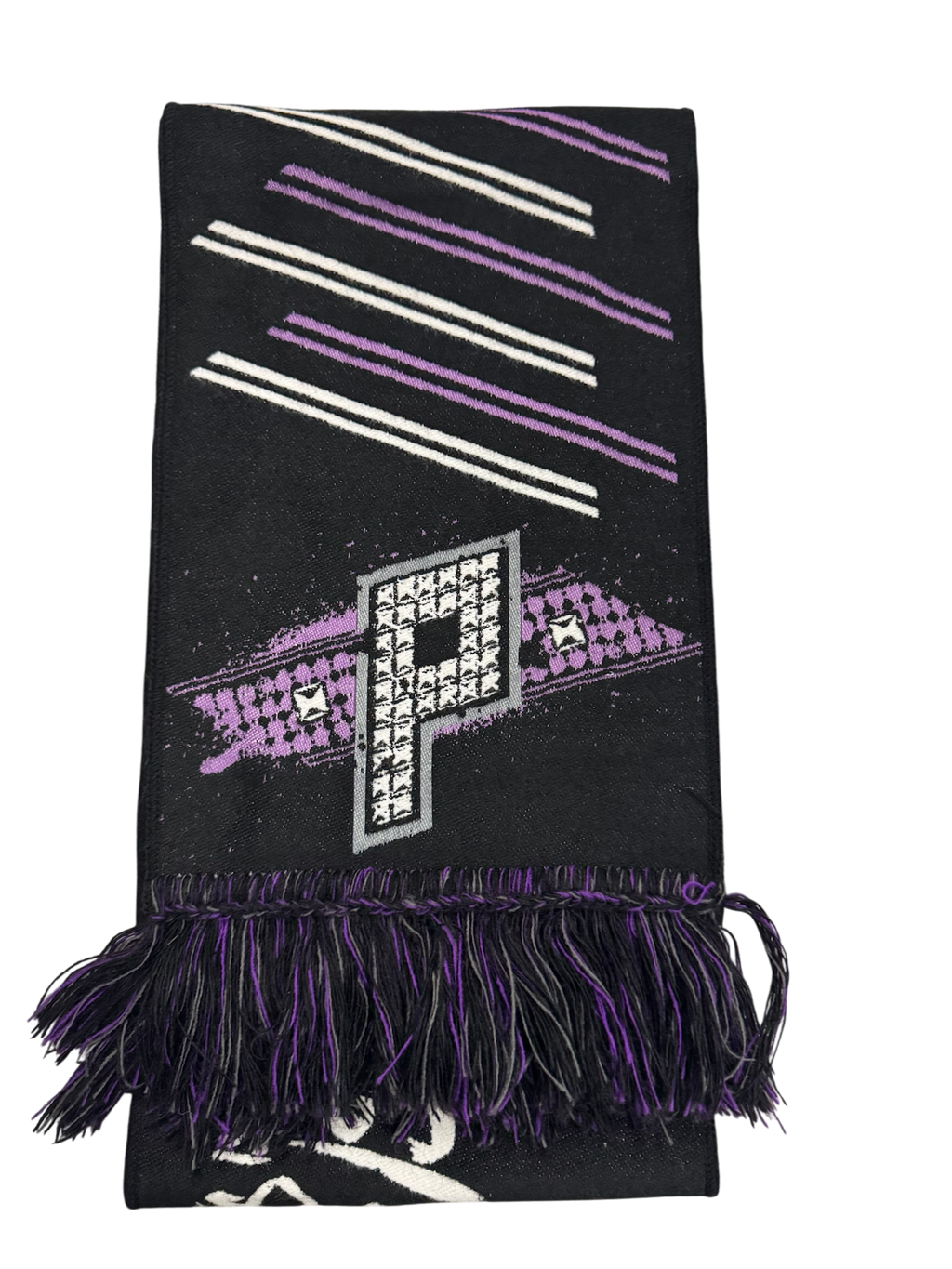 Purple reversible B&W scarf
