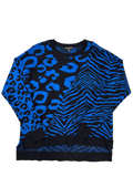 Blue cheetah print and tiger print shirt