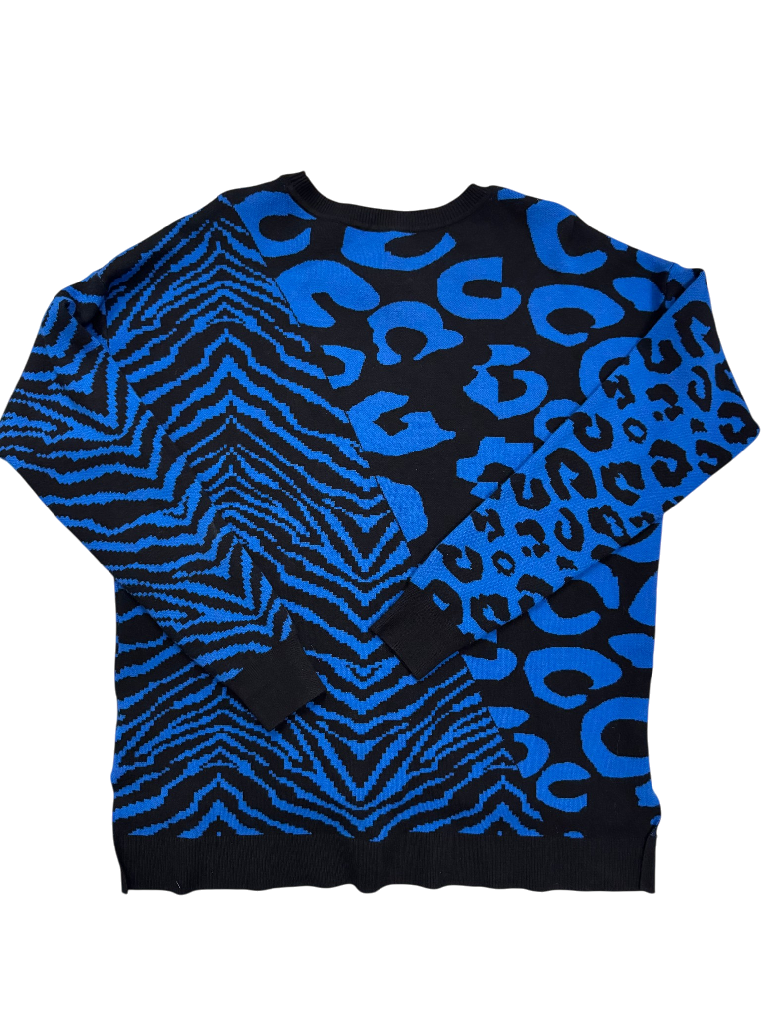 Blue cheetah print and tiger print shirt