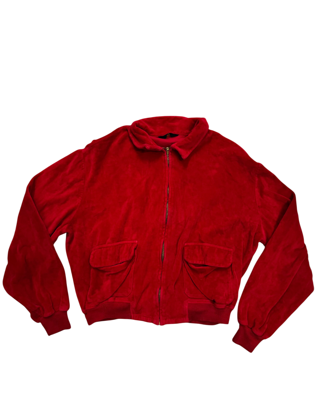 Red Nortex Suede Bomber Jacket