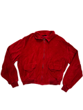 Red Nortex Suede Bomber Jacket