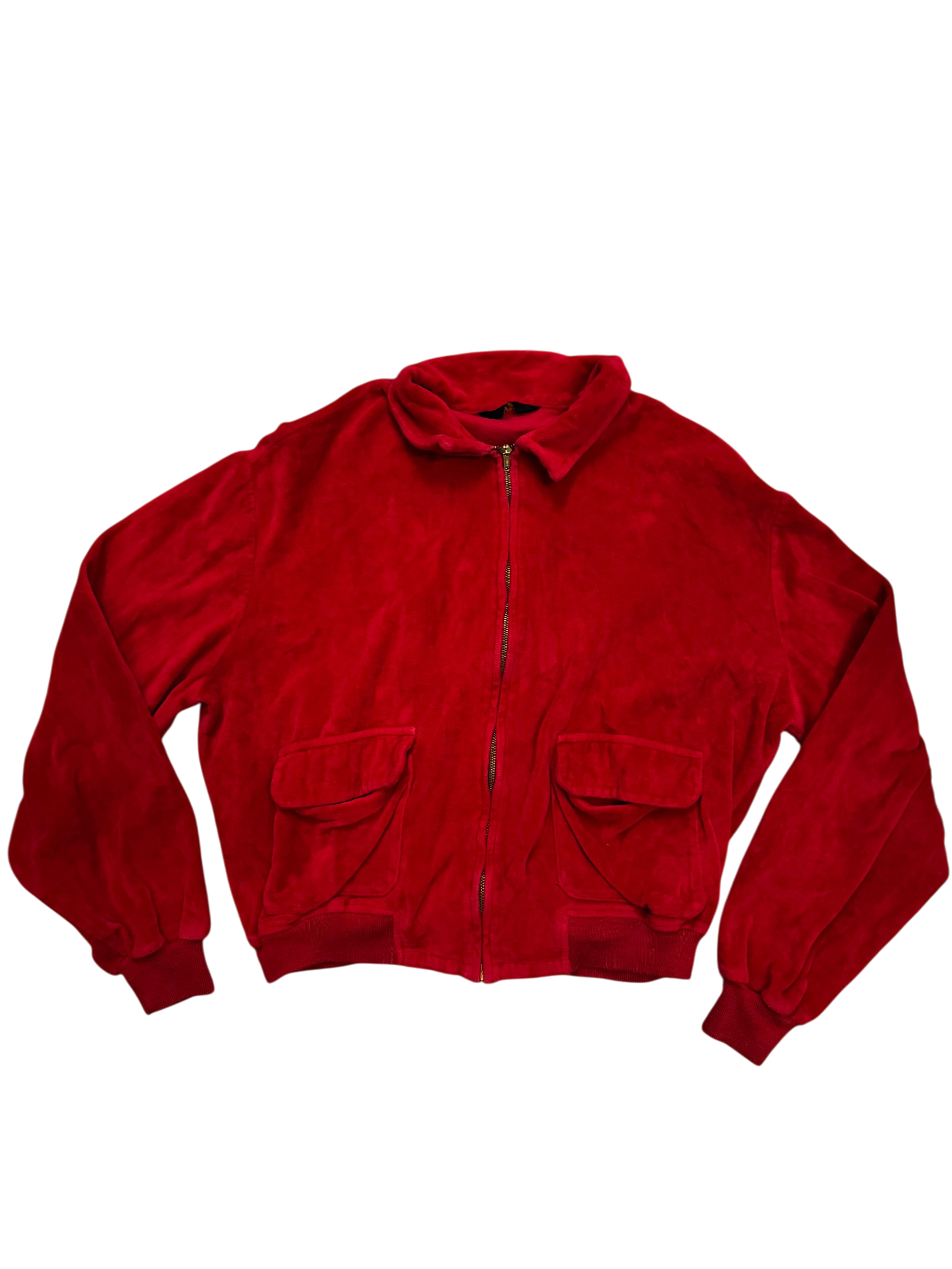 Red Nortex Suede Bomber Jacket