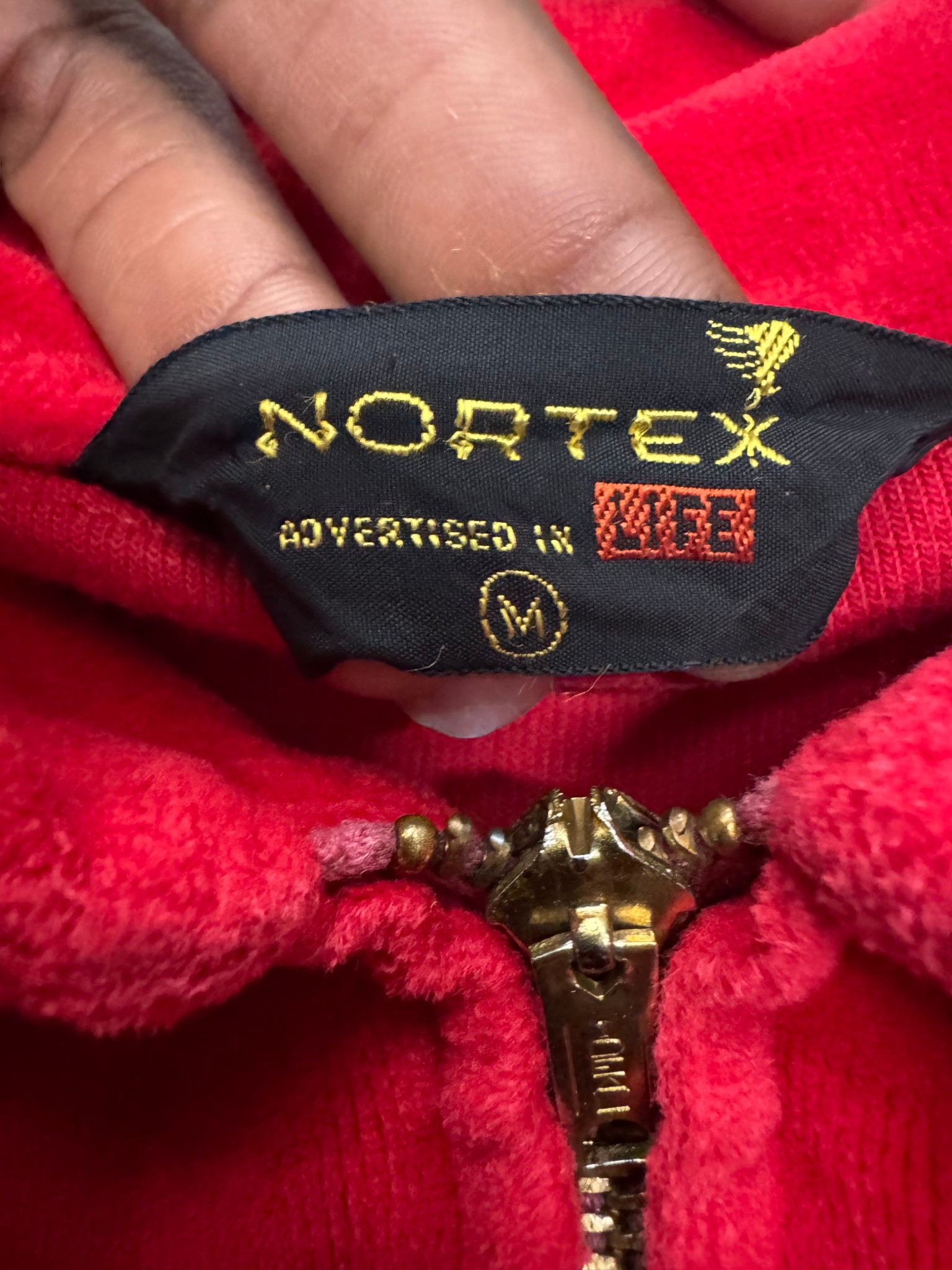 Red Nortex Suede Bomber Jacket