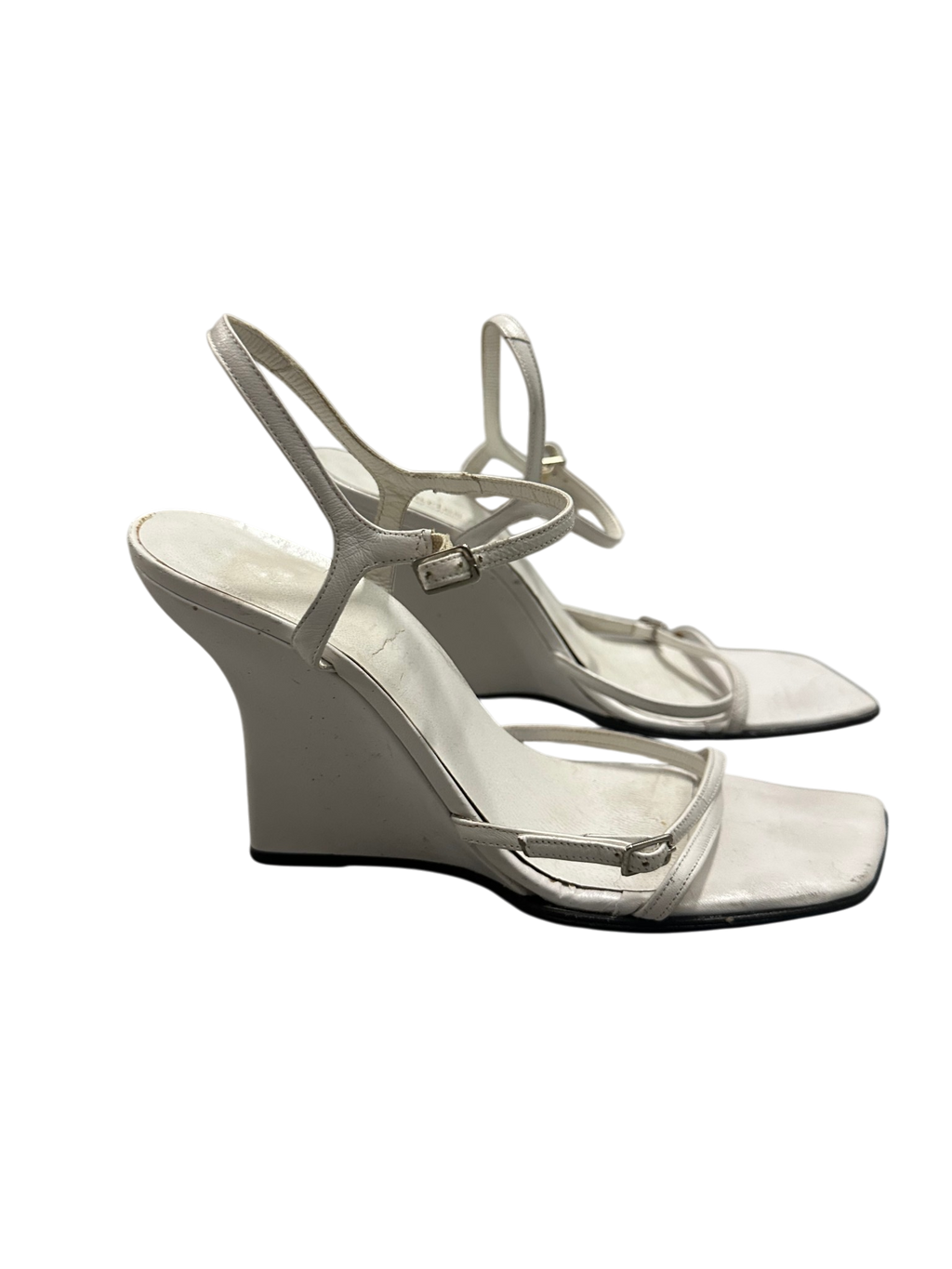 Charles David White Wedge Heels