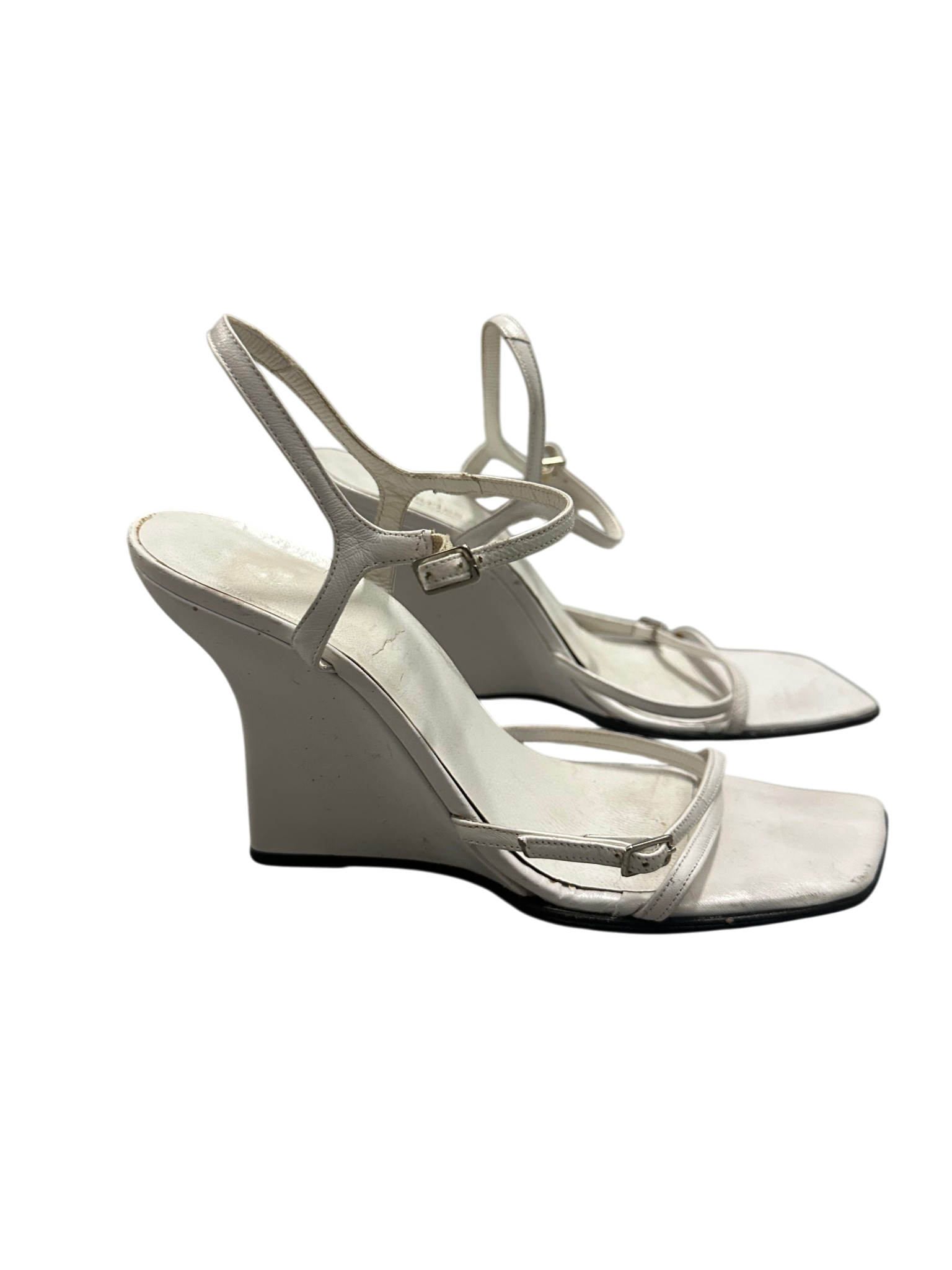 Charles David White Wedge Heels