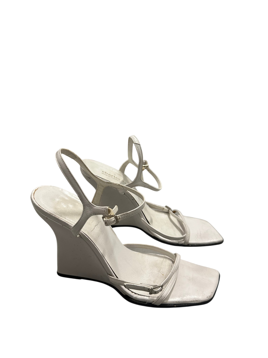 Charles David White Wedge Heels