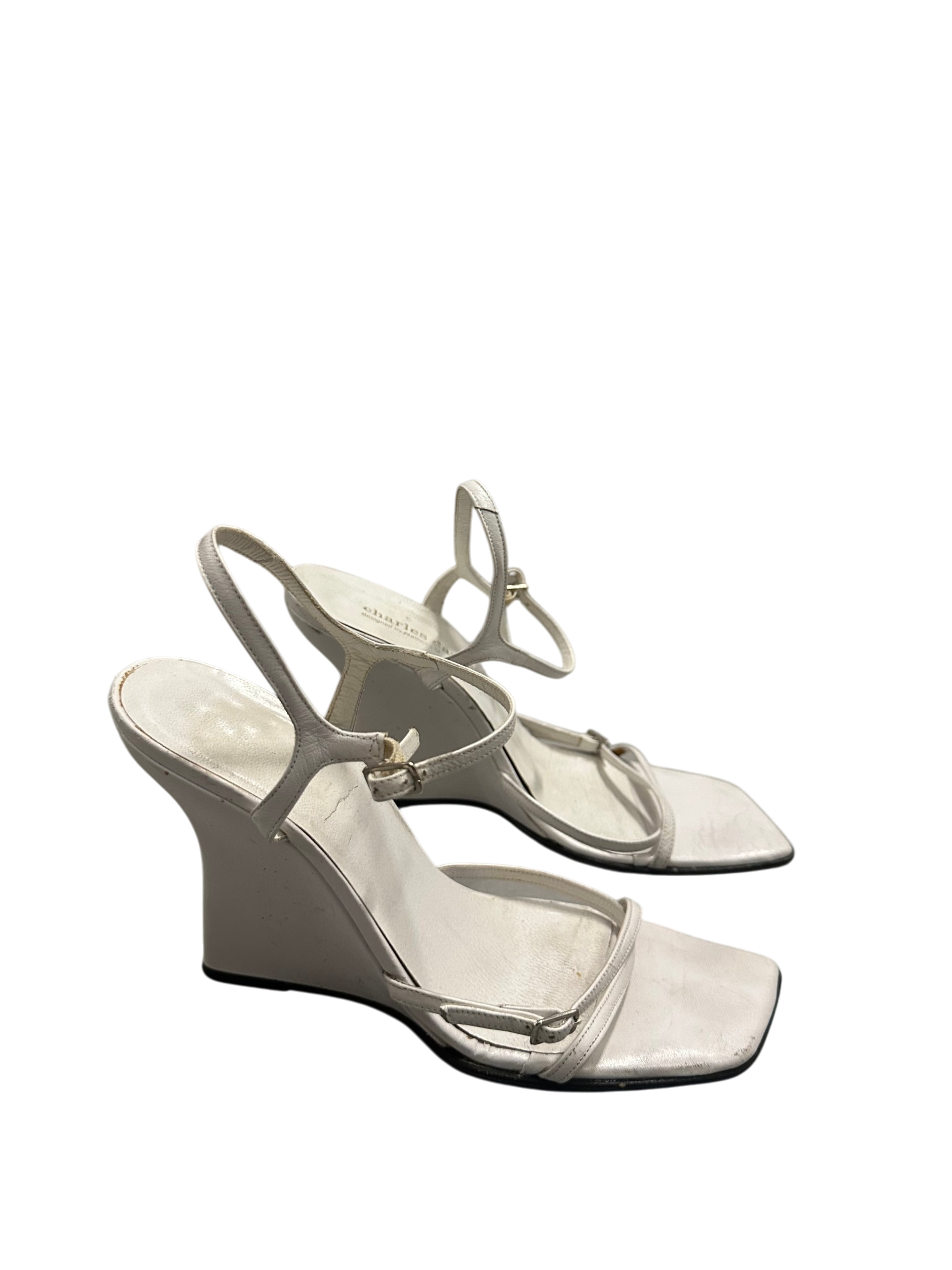 Charles David White Wedge Heels
