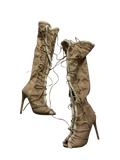 White & Brown Lace Up Boots
